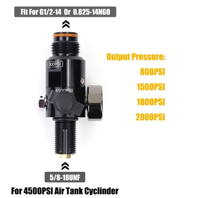 High Pressure 4500PSI Air Tank Cylinder Regulator Valve 5/8-18UNF Threads Output Pressure 800,1500,1800,2000PSI