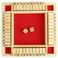 Shut The Box 4 Sided Wooden Board Strategy Game Learning Numbers 2-4 Players Classic Table Dice Game