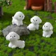 Figurines Miniatures Cute Dog White Bichon Frise Micro Landscape Ornaments For Home Decorations