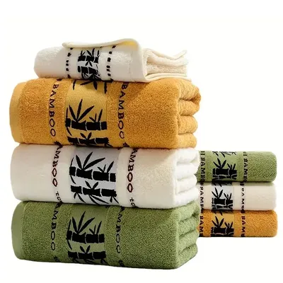 Set of 2 Bamboo Fiber Bathroom Towels Sets 34x74cm/70x140cm Household Hand Face Bath Towel Sets Washcloths Toallas De Baño 타월