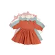 Children's Cotton Flutter Sleeve Dress Girls' One-Piece Dress Princess Dress Solid Color New Arrival