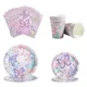 Butterfly Birthday Party Tableware Pink Purple Butterfly Flower Print Paper Plate Cup Napkin