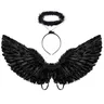 Angel Wings and Halo for Kids Angel Costume Adult Feather Wings(Black) Angel Wings Adult Kids