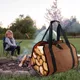 Firewood Canvas Log Carrier Tote Bag Waxed Fireplace Large Wood Carrying Bag with Handles Security