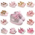 Classic Pink Baby Girls Shoes Infant Bow Sports Shoes Shoes Toddlers Soft Sole Anti-slip First