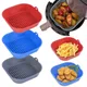 Silicone Air Fryer Pot Tray Food Safe Reusable Square BBQ Barbecue Pad Plate Airfryer Oven Baking