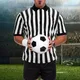 Striped Referee Shirt Men's Basketball Soccer Football V-Neck Referee Shirt Sweat Wicking Short