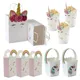 Unicorn Paper Candy Box Bags With Handles Kraft Paper Gift Bag Popcorn Box Baby Shower Birthday