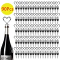 90Pcs Heart Wine Stoppers Wedding Bridal Favor for Guests Silver Heart Wine Bottle Stoppers Heart