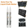 2 Pack Extra Fine Tip White Liquid Chalk Markers - Dry/wet Erase Marker Pen for Small Blackboard