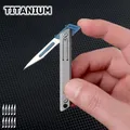 Titanium Alloy Mini Utility Knife Quick Open Scalpel Knife Keychain Pocket Folding Knife Selfdefense