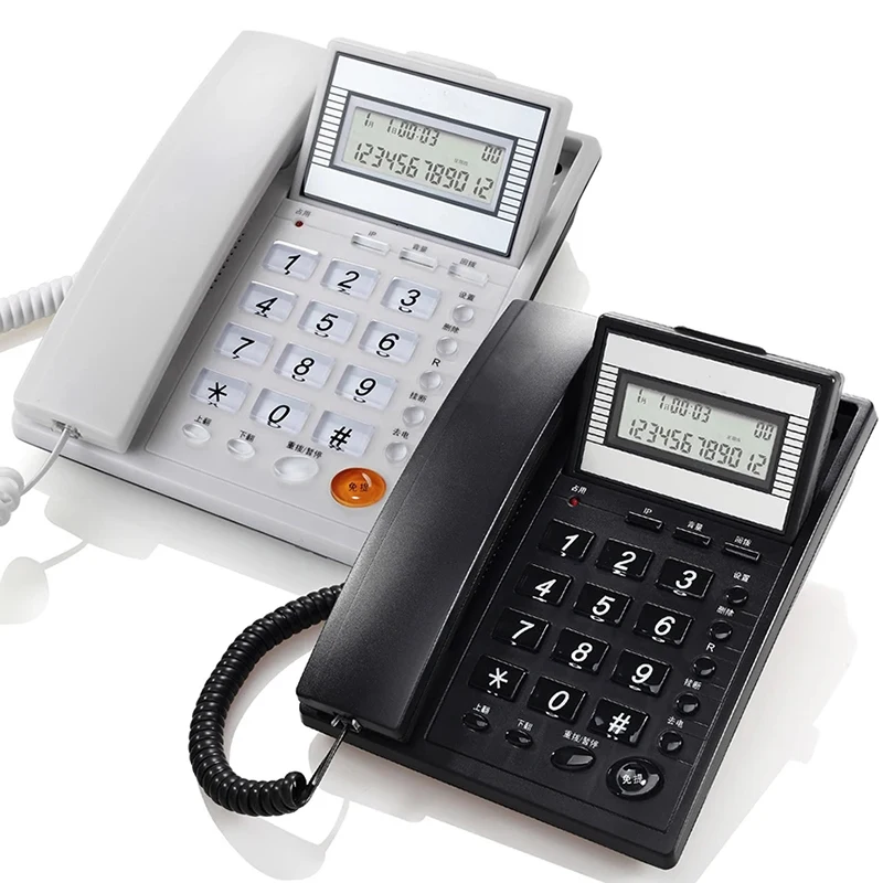 Display inclinabile telefono con cavo con ID chiamante, chiamate in vivavoce, IP automatico, telefono fisso cablato per Hotel di casa, bianco, nero