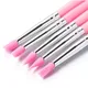 5Pcs/Set Silicone Nail Brush Carving Emboss Hollow Gel Shaping Pink Nail Art Pen DIY Dotting Pencil