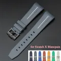 TPU Rubber Watch Band 22mm for Swatch X Blancpain Fifty Fathoms Curved End Silicone Waterproof Five