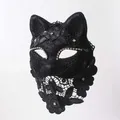 Masquerade Mask Cosplay Fox Cat Mask White Black Venetian Mask for Women Men Fancy Dress Carnival