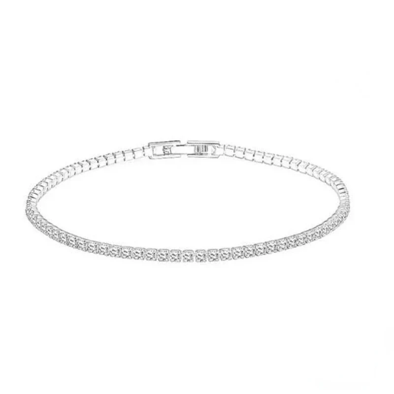 Bracciale in argento sterling 925 da 16 cm a 19 cm Bracciale tennis 2,5 mm Regalo di anniversario con zirconi