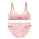 Women Print Bow Lace Cotton Bra Sets Convertible Push Up Lingerie Bra Underwire Bra & Panty Set