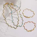 HECHENG Fashion Enamel Chains Necklace Bracelet Jewelry Sets Brass Chain Wave Multicolor Women