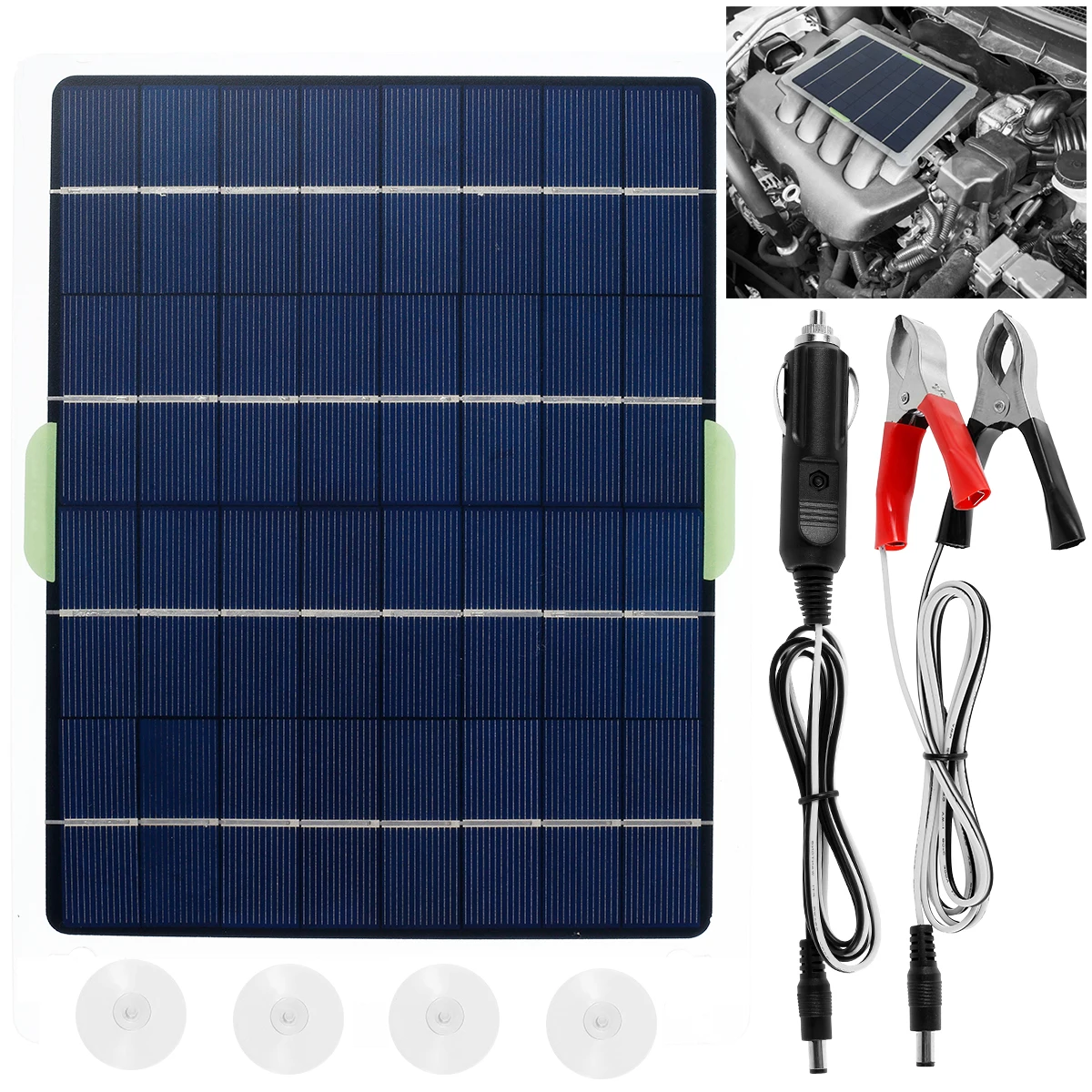 Portable Solar Panel 10W 20V Waterproof Solar Trickle Battery Charger Car Battery Maintainer for Car Boat Marine Automotive RV