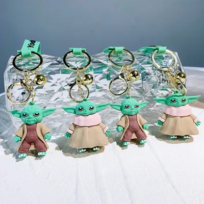 New Anime Yoda Baby Keychain Cartoon Cute Star Wars Baby Yoda Figure Keychains Bag Car Keyrings