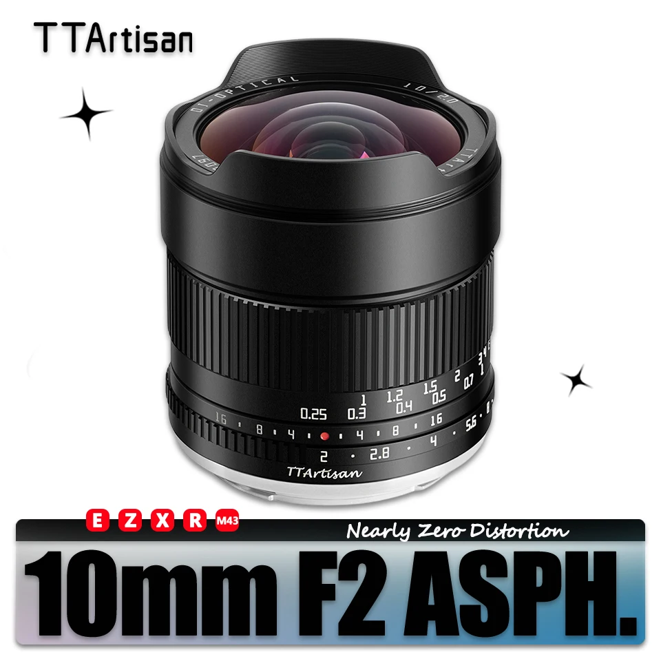 TTArtisan APS-C 10mm F2 ASPH 105° Ultra-wide Angle Lens for Camera Photography Sony E Fujifilm XF Nikon Z Canon EOS R M43 Mount