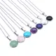 12mm Stone Pendant Stainless Steel Chain Tiger Eye Opal Blue Pink Crystal Collar Necklace for Women