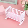 Doll House Light Pink White Baby Doll Shaker Toy Accessories Bed Cradle Crib Play House Toy