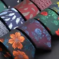 Tie For Men Classic Floral 7cm Ties Leaf Printed Navy Green Red Jacquard Necktie Business Party