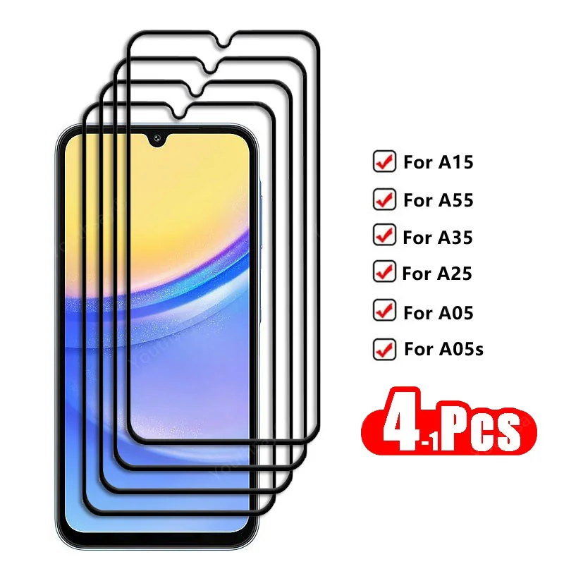 For Samsung Galaxy A15 Tempered Glass Samsung Galaxy A15 A55 A35 A25 A05 A05S Screen Protector Protective Phone Film Galaxy A15