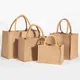 Vintage Women Linen Tote Shopper Purses Large Summer Beach Handbags Portable Eco Top Handle Shopping
