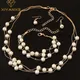 Imitation Pearl Jewelry Set Simulated Pearl Double Layer Women Earrings Necklace Bracelet Sets for