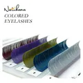 NATUHANA Individual Natural False Mink Colorful Eyelashes Extension Blue / Lavender / Red / Green /