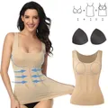 Womens Shapewear Tank Top Seamless Slimming Underwear Tummy Control Camisole with Removable Pads