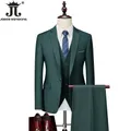 M-6XL 15 Colors ( Jacket+Vest+Pants ) Formal Business Office Men's Suits Groom Wedding Dress Party