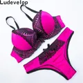Ludevelop New Women's underwear Set Lace Sexy Push-up Bra And Panty Sets Bow Comfortable Brassiere