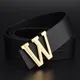 High quality gold W letter smooth buckle belts men designer luxury brand 3.3cm wide genuine leather