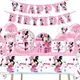 Minnie Mouse Girl Birthday Decorations Disposable Party Supplies Paper Plate Cup Napkin Tablecloth