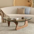 Triangle Coffee Table Modern Coffee Table Wood Base Glass top Glass Coffee Table Oval Small Center