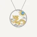 GEM'S BALLET Natural Swiss Blue Topaz Chinese Zodiac Jewelry 925 Sterling Silver Handmade Myth