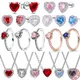 Classic Heart shaped Zircon Ring Necklace Earring 925 Sterling Silver Shiny Heart Series Charm