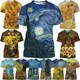 Van Gogh Art T Shirt For Men 3D Printed Graphics Starry Sky T-shirt Men's Harajuku Fashion Tees