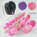 1Pair Safflower Stone Double Flared Polished Plane Charoite Stone Solid Ear Plug Expander Gauge Body