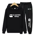 Brand 2024 Spring G-Star Raw Men Women Print Hoodie Sweatshirt+Sweatpants Suit Casual Jogging