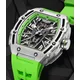 2023 Fashion Skeleton Automatic Watches Men Sports Silicone Strap Tonneau Green Watch Man Luxury