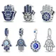 Real 925 Silver Color Classic Palm Devil's Eye Charms Beads For Women Male Fit Pandora 925 Original