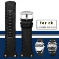 Nylon + leather strap black Brown blue men's wristband For CK K4B384B3 K4B371B6 K4B371B3 K4B384B6
