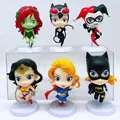 6pcs/set Super Hero Catwoman Wonder Woman Poison Ivy Supergirl BatGirl Harley Quinn Cute Figure