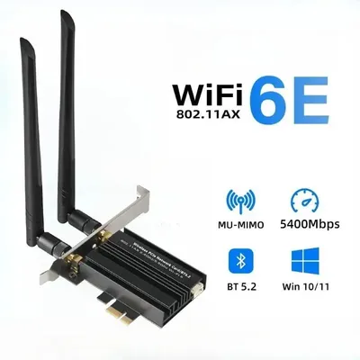 5400Mbps Wi-Fi 6E PCIe Wireless Network Card 2.4G/5G/6Ghz WiFi Adapter Bluetooth5.2 PCI Express