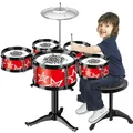 Jazz Drum Set for Kids 3 Drums / 5 Drums with Small Stool Drum Stick Set Music Instrument