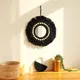 Black Macrame Mirror Wooden Beads Round Wall Mirror Boho Home Decoration Aesthetic Room Decor For